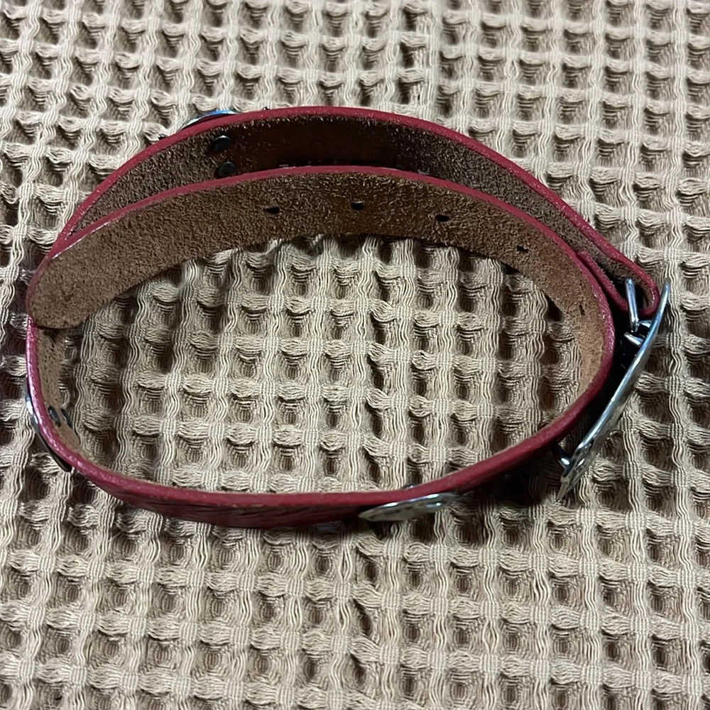 Justin | Red Tooked Leather Cowhide Toddler Belt 24 inches